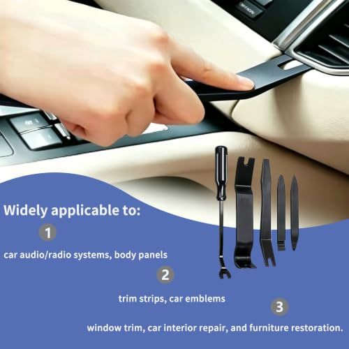 5PCS Auto Trim Removal Tool Kit, Pry Tool Kit, No Scratch (Black) - color: Black