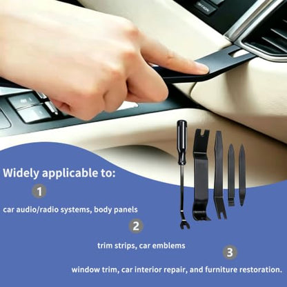 5PCS Auto Trim Removal Tool Kit, Pry Tool Kit, No Scratch (Black) - color: Black