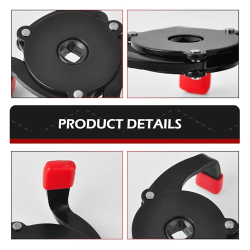3/8'' 3-Jaw Oil Filter Wrench, Anti-Slip One-Way Flat 3 Jaw Filter Wrench, Universal 3/8'' Drive Steel Removal Tool, Adjustable Oil Filter Removal Tool, Universal for Cars (Black)