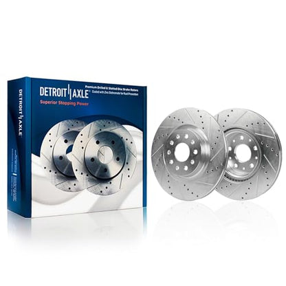 Detroit Axle - Drilled and Slotted Brake Kit for 2016-2017 Cadillac CT6 - size: 8PR53579/KIT