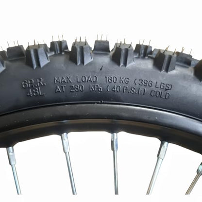 19 "Front Wheel Rim Tire Assembly for Dirt Bike 100-19 15mm axle Front Wheel Rim Tire Fits 50cc-125cc dirt bike TTR SSR CRF Apollo Includes brake disc.