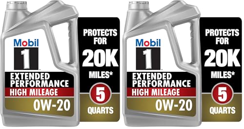 Mobil 1-123837 Extended Performance High Mileage 0W-20; 5QT, Gray (Pack of 2) - size: 5 Quart (Pack of 2)