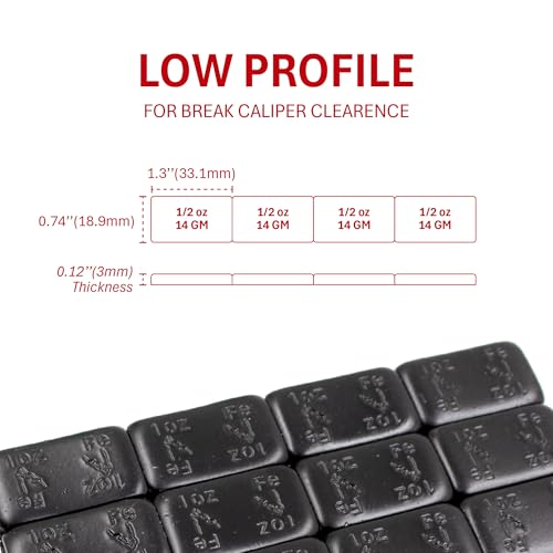 Wheel Accessories Parts 1/2 Oz. 0.50 Oz. Black Low Profile Stick-On Adhesive EasyPeel Tape Wheel Balancing Weights 1.70 kgs 3.75 lb Box US Made Tape 120 Pcs per Box - size: 1/2 Oz Segment, style: 120 Pcs Black