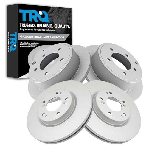 TRQ Front & Rear Brake Rotors Set Premium G-Coated - style: BKA14749