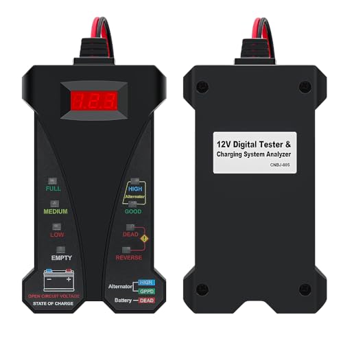 J805 Charging System Analyzer, 12V Digital Car Battery Tester for Car Truck Motorcycle SUV ATV RV and Boat