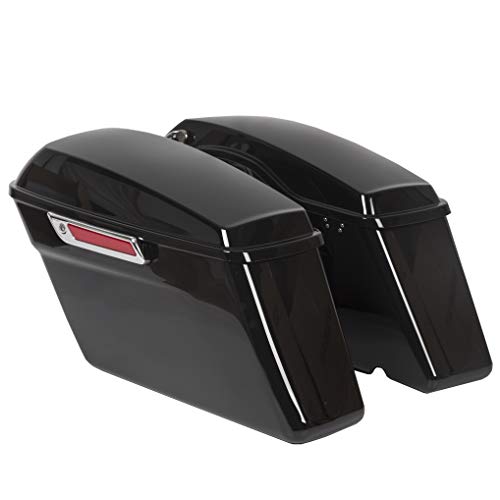 ECOTRIC Hard Saddle Bags Trunk W/Lid and Latch Compatible with 93-13 Harley - color: Black W/Lid & Latch Key, size: Standard