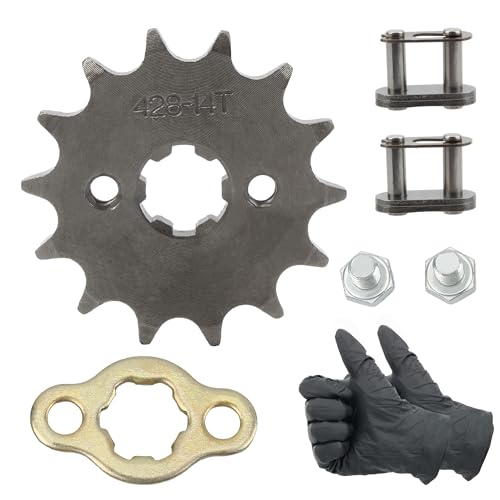 428-14T 17mm Motorcycle Front Engine Sprocket Whit Chain Links Kit Replacment for 50cc 70cc 110cc 125cc 150cc Dirt Pit Mini Pocket Bike ATV 4 Wheeler Moped Go Kart - size: 14T