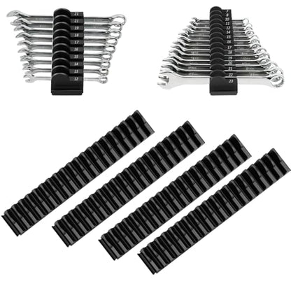 DEHOYI 80 pcs Modular Wrench Organizers for Tool Drawers - Wrench Rack with Metric & SAE Labels, Perfect Tool Storage Holder. Gift for father, brother and boyfriend (No Magnet, Black) - style: No-Magnet(80 pcs Black)