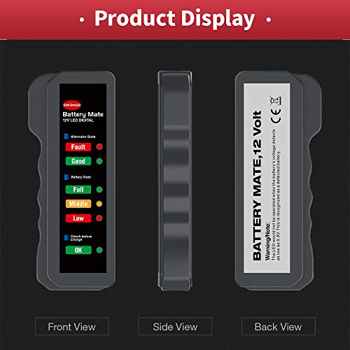 KINGBOLEN 12V Car Battery Tester & Alternator Analyzer LED
