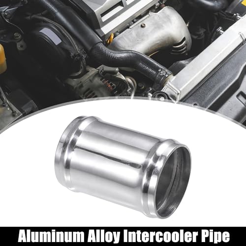 X AUTOHAUX OD 2" 51mm Length 3" 76mm Aluminum Alloy Tube Intercooler Pipe Straight Air Intake Tube with 2 Clamps Silver Tone for Car - size: OD 2"(51mm)