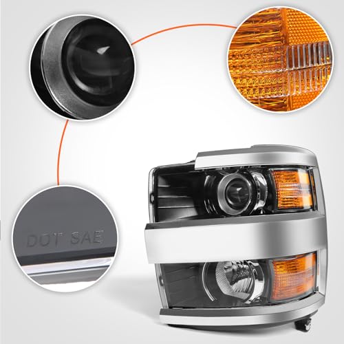 Headlight Fit for Chevy Silverado 2500HD 3500HD 2015-2019 Left - color: Chrome Housing, size: Left Driver Side