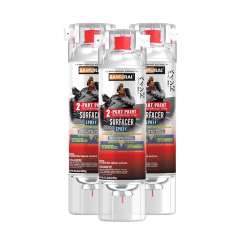 SAMURAI 2-Part Epoxy Superbike Primer Spray Paint (Primer Grey, Pack of 3 Cans) - color: Primer Grey, size: 11.3 Ounce (Pack of 3)