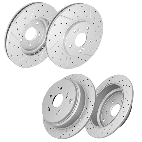 Front and Rear Drilled & Slotted Disc Brake Rotors Set for Honda Odyssey 2002 2003 2004