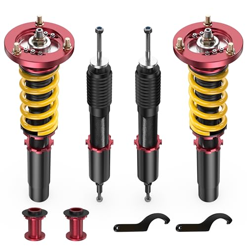 KUIPERAUTO Lowering Coilovers Struts Compatible for 2006-2013 BMW 3-Series 325i 328i 335i E90 E91 E92 Front & Rear Shocks Adjustable Height Suspension Coil Spring Strut — RWD Only (Set of 4)(Yellow) - size: 2006-2013 BMW