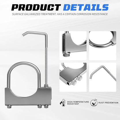 4" Universal Exhaust Clamp with Hanger, 2 PCS - size: 4 Inch