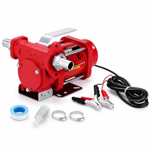 TOPWAY 12V DC Gasoline Fuel Pump 10GPM Self-priming Oil Transfer Pump With Handle, Overheat Protection, Explosion-Proof, Built-in Bypass, for Gasoline Fuel Diesel Kerosene Removal,Red - style: 12V 10GPM