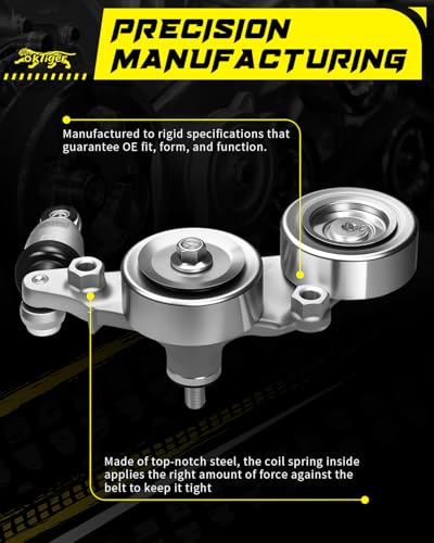 Oktiger Belt Tensioner Assembly with Pulley for Honda Accord 2008-2010, Odyssey 2006-2010, Pilot 2006-2011, Accord Crosstour 2010 3.5L V6, Tensioner Pulley OE # 39092, 31170R70A01, 31170RKB005 - size: 39092