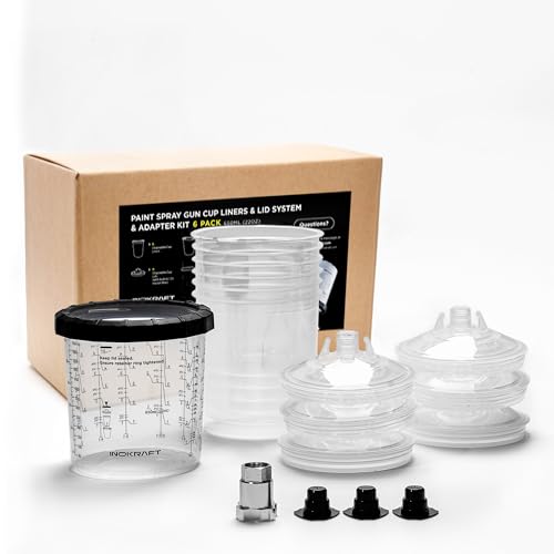 InoKraft Paint Cup Kit with Adapter, 22oz 6 Liners & Hard Cup - size: 22 oz 6-pack +adapter (Starter Kit)