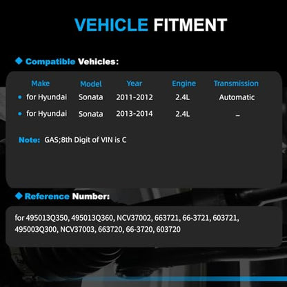 CV Axle for Hyundai Sonata 2011-2014 2.4L GAS 2PC - size: Front Left & Right CV Axle Shaft