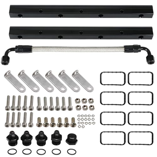 BHB 6AN Billet Fuel Rail Kit Compatible With LS LS1 LS2 LS3 LS6 Stock Intake Manifold 6AN with Hardware