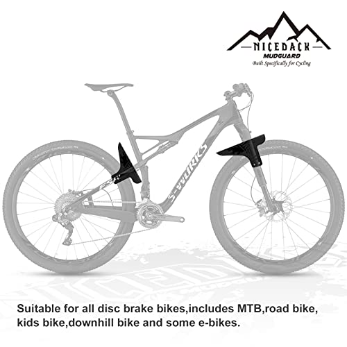 Mountain Bike Fenders, Fits 20-29 Inch MTB, 2-Piece Set - color: A-Black