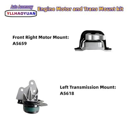 Yllhaoyuan Set of 4 Complete Engine & Transmission Mount Set - size: Equinox 2010-2017 2.4L