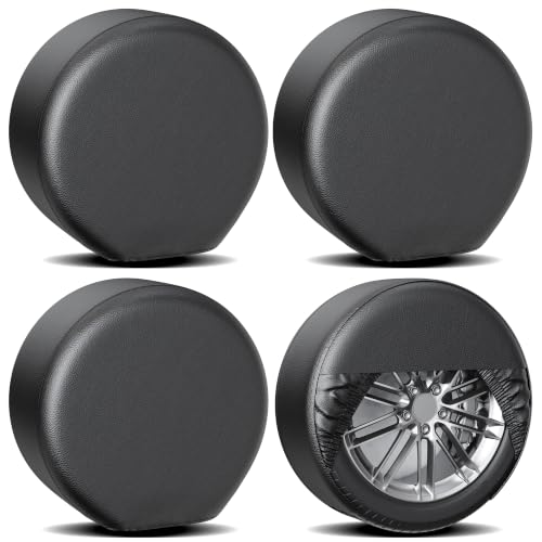 Moonet Thickened PVC Leather Tire Cover,Black 4-Pack, Universal Fit 30-32" - color: Black 4 Pack, size: L for Tire Diameter 30-32inch