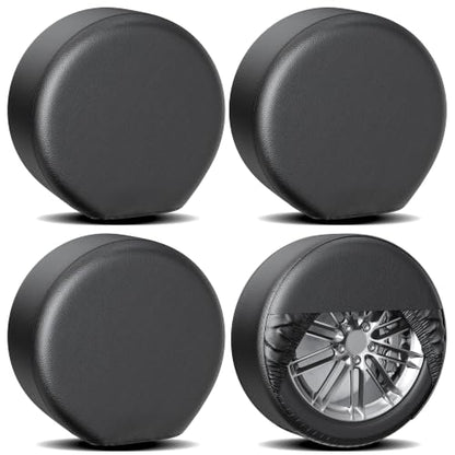 Moonet Thickened PVC Leather Tire Cover,Black 4-Pack, Universal Fit 30-32" - color: Black 4 Pack, size: L for Tire Diameter 30-32inch