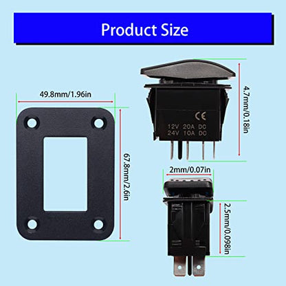 weideer 20A 12V Polarity Reversing Momentary Rocker Switch DC Motor Control 7Pin Up Down Blue LED Winch in/Out Switch with Aluminum Plate Screw Pigtail Wire K-053 - color: BU-UP DOWN 7 pin, size: Momentary