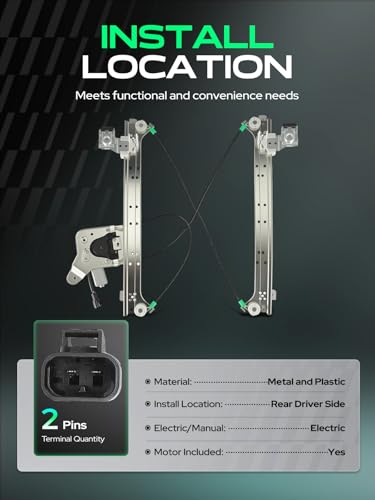 YHTAUTO Rear Driver Side Power Window Regulator w/Motor for Chevy, GMC - size: Rear Driver Side