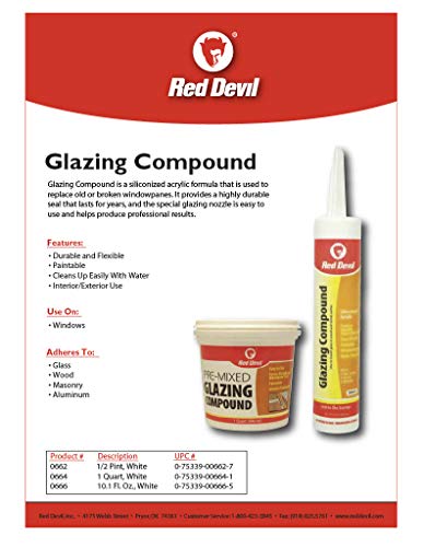 Red Devil 0664 Pre-Mixed Glazing Compound, 1 Quart - style: 6 - Pack
