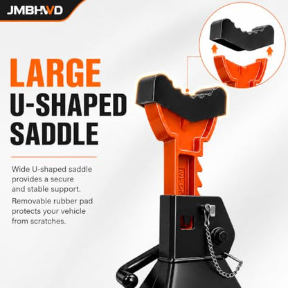 Car Jack Stands 3 Ton with Jack Rubber Pads and Double Pin Lock for Vehicle Lifting Jack Stand, 1 Pair Black - color: Black