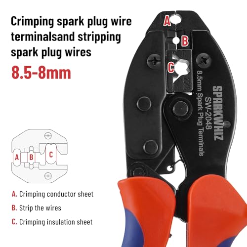 Ratchet Spark Plug Wire Crimping Tool Kit, 180°/90°/Straight Terminals - color: With Spark Plug Wires