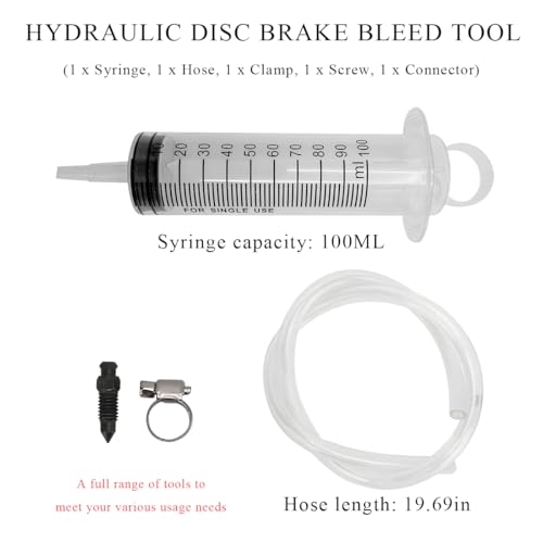 Hydraulic Disc Brake Bleed Tool, 100ML Syringe Motorcycle Brake Oil Fluid Extractor Bleeder with 50cm Hose, Hydraulic Disc Brake & Clutch Bleeding Kit for Motorcycle Scooter