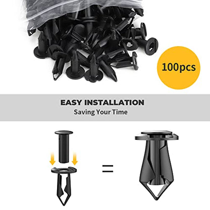 100pcs 8mm Push Retainer Clips for ATV Fender Honda Polaris Kawasaki - size: One Size