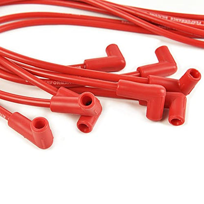 Universal Spark Plug Wire Set 8.5mm with Red Silicone Jacket and 90 Degree Boots Replaces 4041 - style: 90 Degree Boots