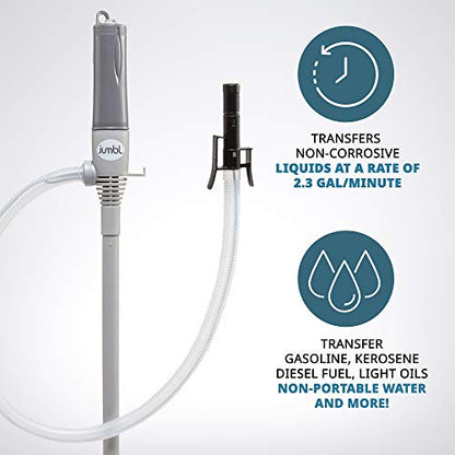 Jumbl Gas Transfer Pump, Automatic Fuel Transfer Pump, Grey, Large