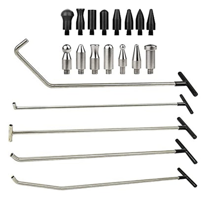 LadyRosian Paintless Dent Repair Tools 5 Pieces of Dent Removal Rods with Awl Head Dent Removal Kit Car Auto Body Dent Removal of Hail Dents and Door Ding - color: R rods kit