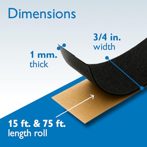 FindTape Polyester 1mm Felt Tape – 3/4 in. x 15 ft. Felt Strips with Adhesive Backing and Furniture Strips, Great for Arts and Crafts, Classrooms, and Protecting Furniture (Black) - size: 3/4 in x 15 ft