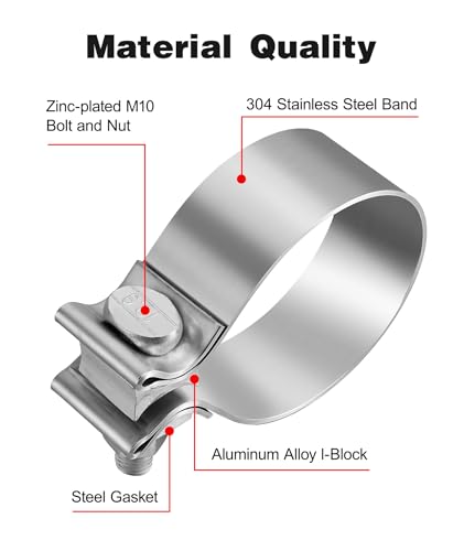 EVIL ENERGY 2.0 Inch Exhaust Clamp,Narrow Band Muffler Clamp Stainless Steel for Pipes,Mufflers,Catalytic Converters 2PCS - size: 2.0 inch