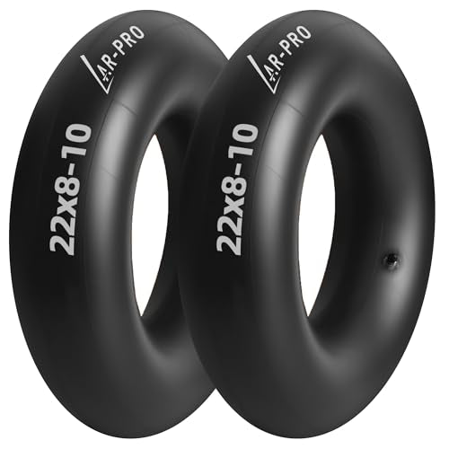 AR-PRO Relacement 22x8-10, 22x9-10 Inner Tubes for ATV, Lawn Tractor, Mowers, Golf Cart, Snow Blowers, and More - with TR6 Straight Metal Valve Stems - Made from Durable Butyl Rubber (2-Pack) - size: 22x8-10,TR-6