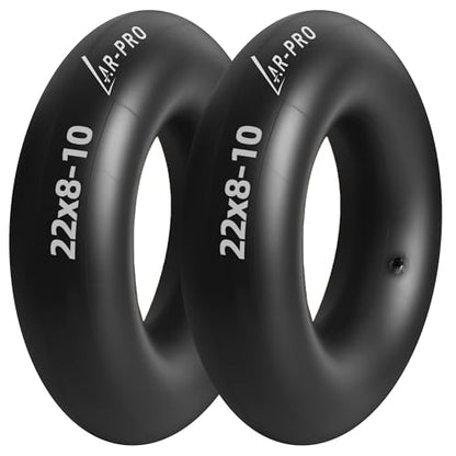 AR-PRO Relacement 22x8-10, 22x9-10 Inner Tubes for ATV, Lawn Tractor, Mowers, Golf Cart, Snow Blowers, and More - with TR6 Straight Metal Valve Stems - Made from Durable Butyl Rubber (2-Pack) - size: 22x8-10,TR-6