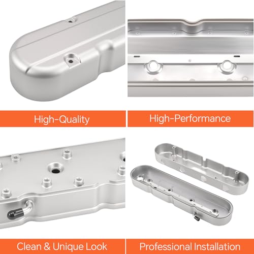 Cast Aluminum Valve Covers with Coil Mounts - color: Sliver, size: GM LS 293 325 376
