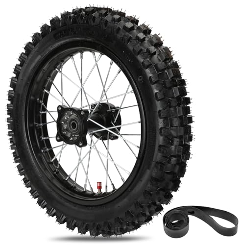 EOPOAYI 90/100-14 3.00-14 Dirt Bike Rear Wheel Tire & Inner Tube Assembly Compatible with 125cc 140cc 150cc Apollo YZ85 CRF125F KLX125 TTR125 SSR TaoTao DB17 Off Road Motocross Parts with 15mm Bearing - size: 90/100-14 Rear Wheel without Chain Sprocket