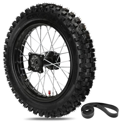 EOPOAYI 90/100-14 3.00-14 Dirt Bike Rear Wheel Tire & Inner Tube Assembly Compatible with 125cc 140cc 150cc Apollo YZ85 CRF125F KLX125 TTR125 SSR TaoTao DB17 Off Road Motocross Parts with 15mm Bearing - size: 90/100-14 Rear Wheel without Chain Sprocket