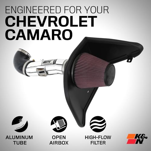 K&N Cold Air Intake System: High-Flow Air Filter, Increase Performance & Acceleration: Compatible with 2012-2015 Chervolet: Camaro, 69-4523TP