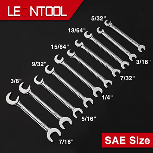 Mini Double Open End Wrench Set SAE 10 Pcs 5/32" to 7/16" with Portable Storage Pouches Mirror Chrome Finish Super Thin Open Ended Spanner Double Angle Head for Small Fasteners - style: SAE (Double Open End)
