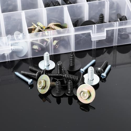 160Pcs Metal Car Screw, Body Bumper Hood Retainer Clips with Phillips Round Head Self Tapping Screw Assortment Kit, Bolts, Splash Shield Bumper Cover for Most Cars 14 Sizes