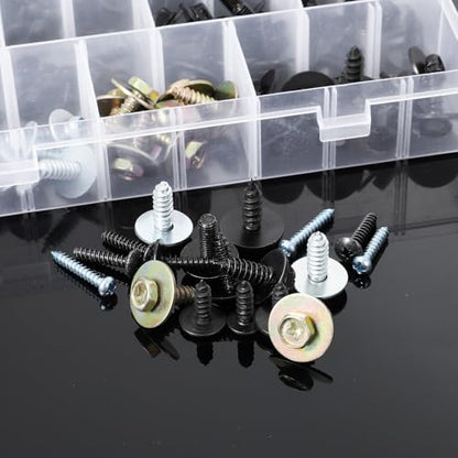 160Pcs Metal Car Screw, Body Bumper Hood Retainer Clips with Phillips Round Head Self Tapping Screw Assortment Kit, Bolts, Splash Shield Bumper Cover for Most Cars 14 Sizes