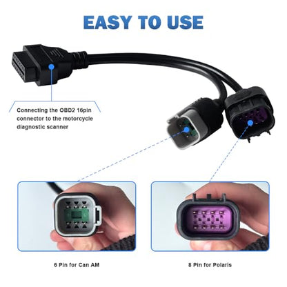 OBD 2 IN 1 ATV UTV 6Pin 8Pin Diagnostic Cable for BRP CAN AM for Polaris